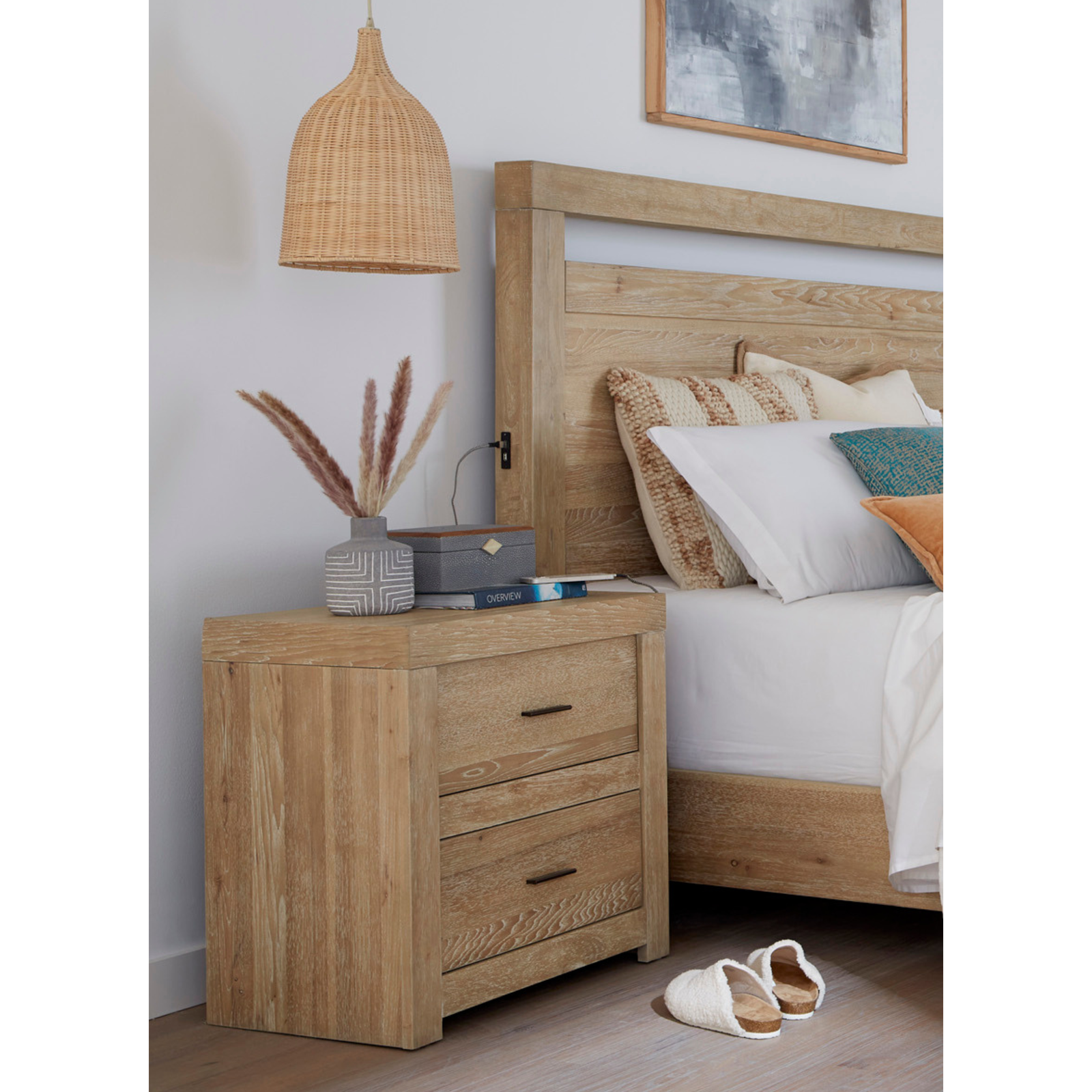Modern Loft 2 Drawer Nightstand - Khaki