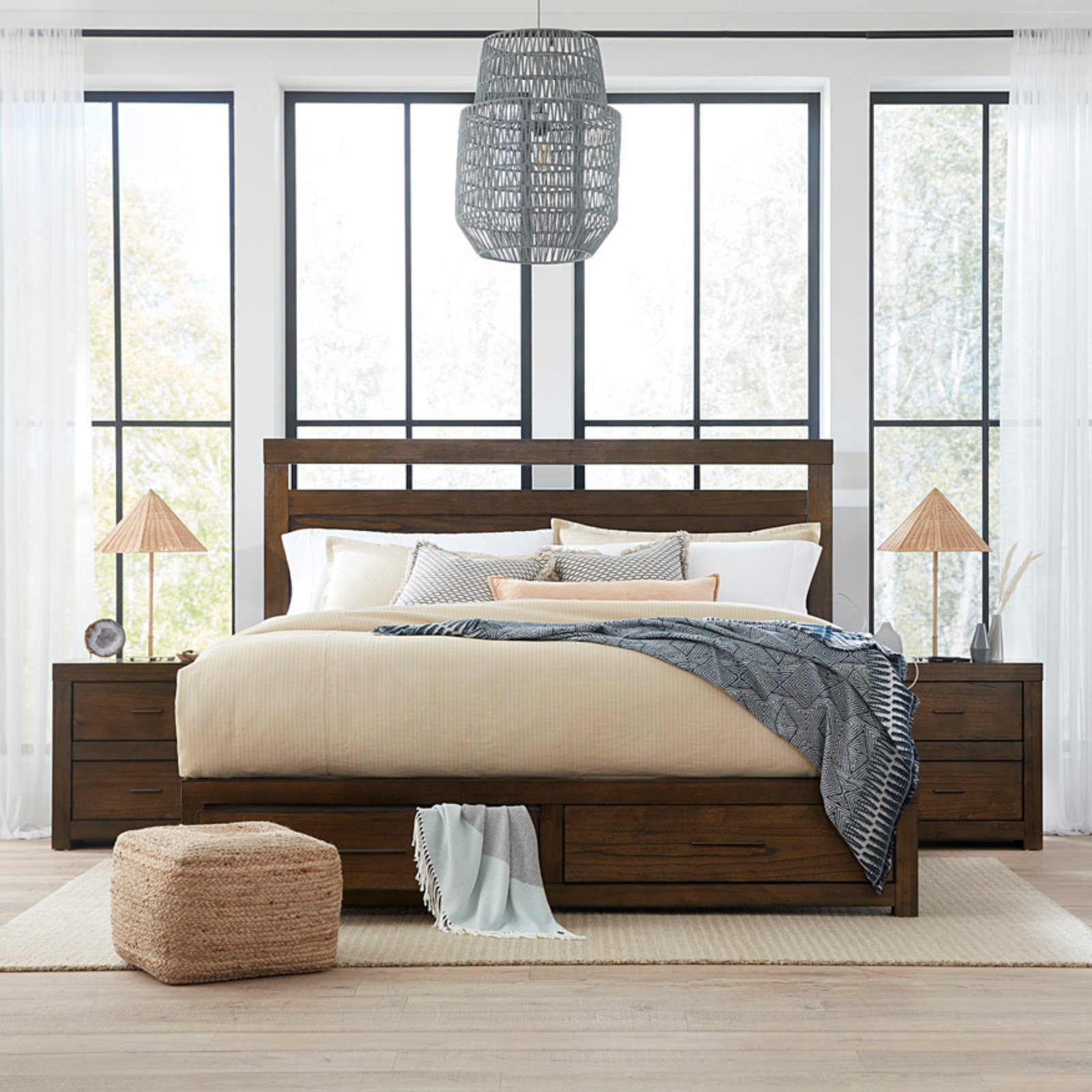 Modern Loft Bed Frame - Brownstone