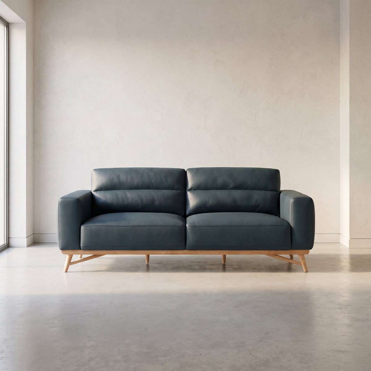 Alberta Leather Sofa - Blanca Aegean