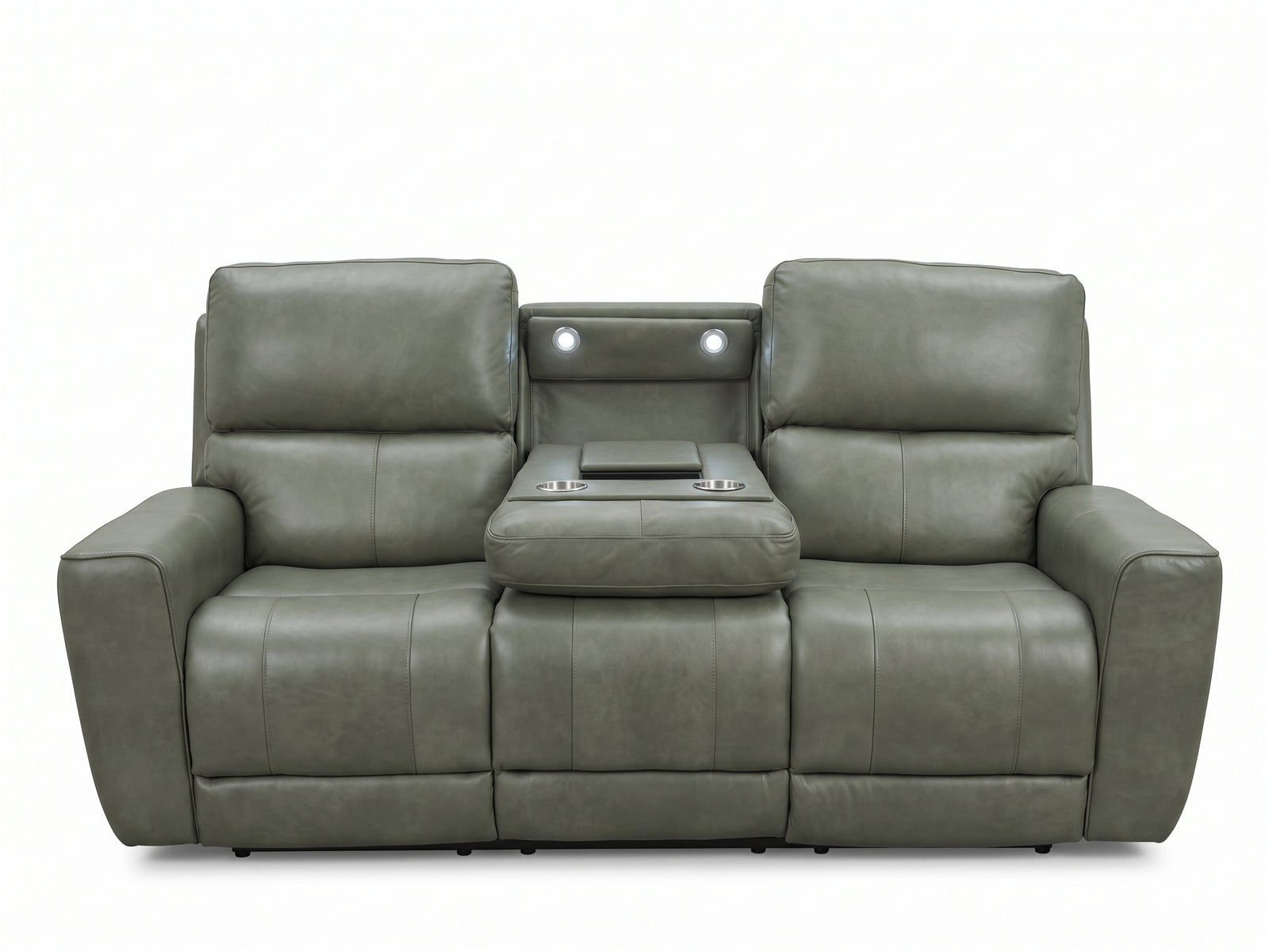 Laredo Italian Leather Reclining Sofa Couch - Sage Moss