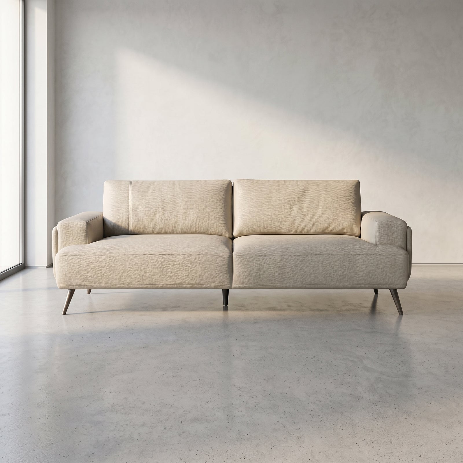 Naito Leather Sofa - Cream