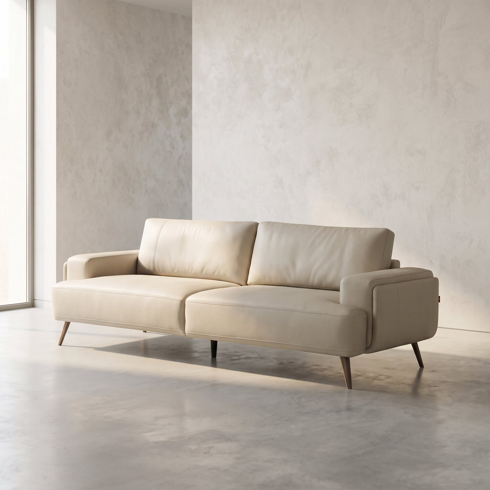 Naito Leather Sofa - Cream