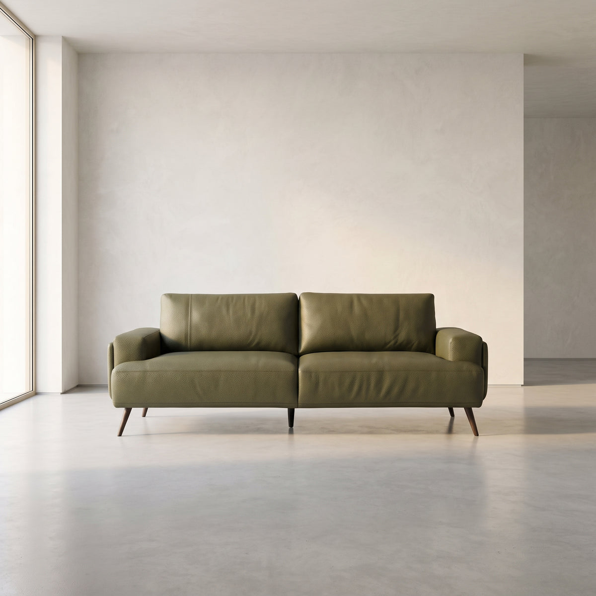 Naito Leather Sofa - Green