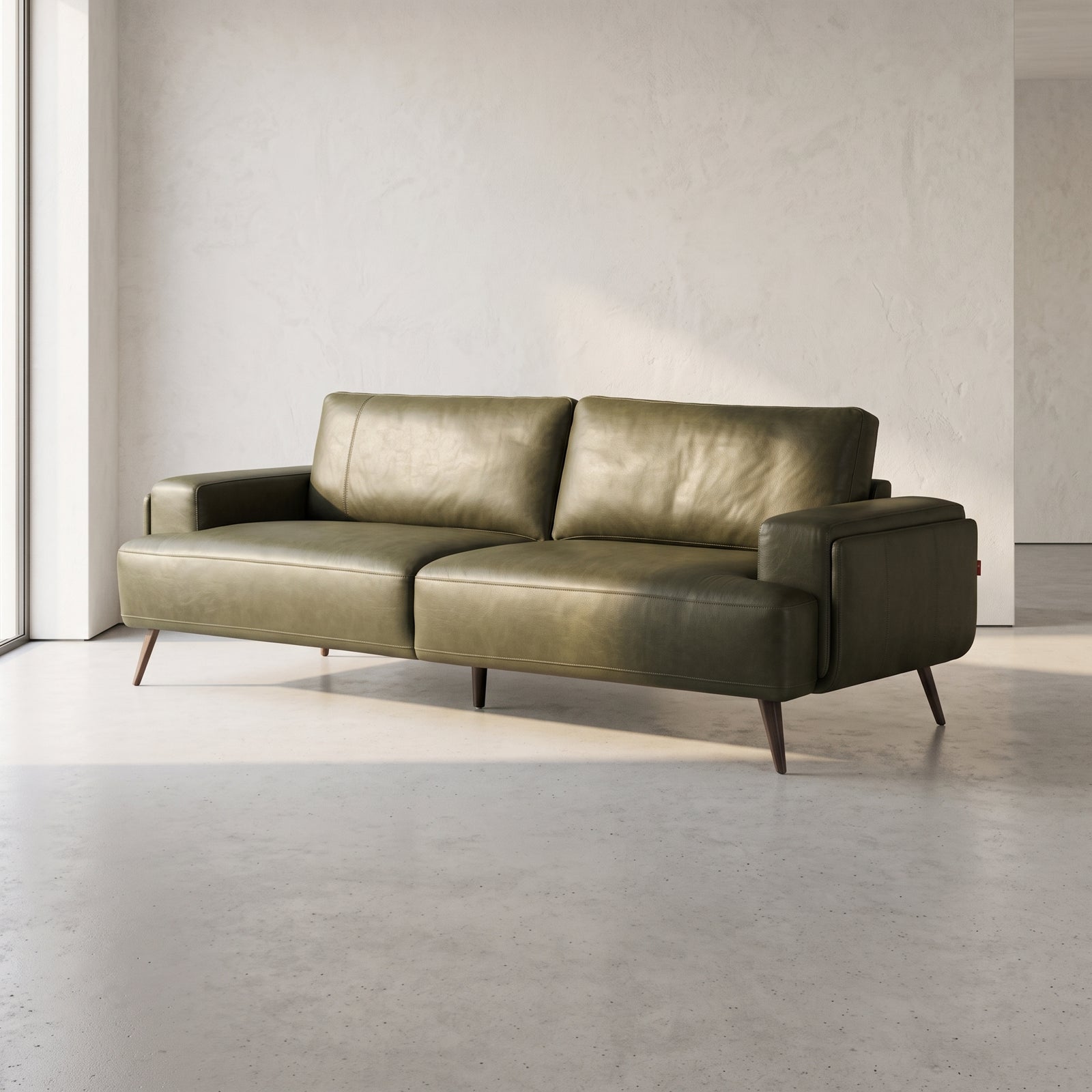Naito Leather Sofa - Green