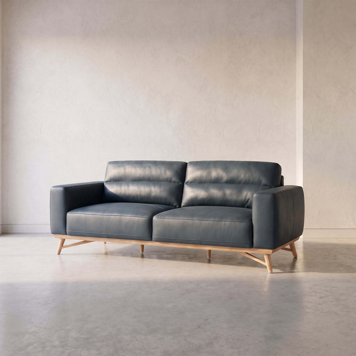 Alberta Leather Sofa - Blanca Aegean