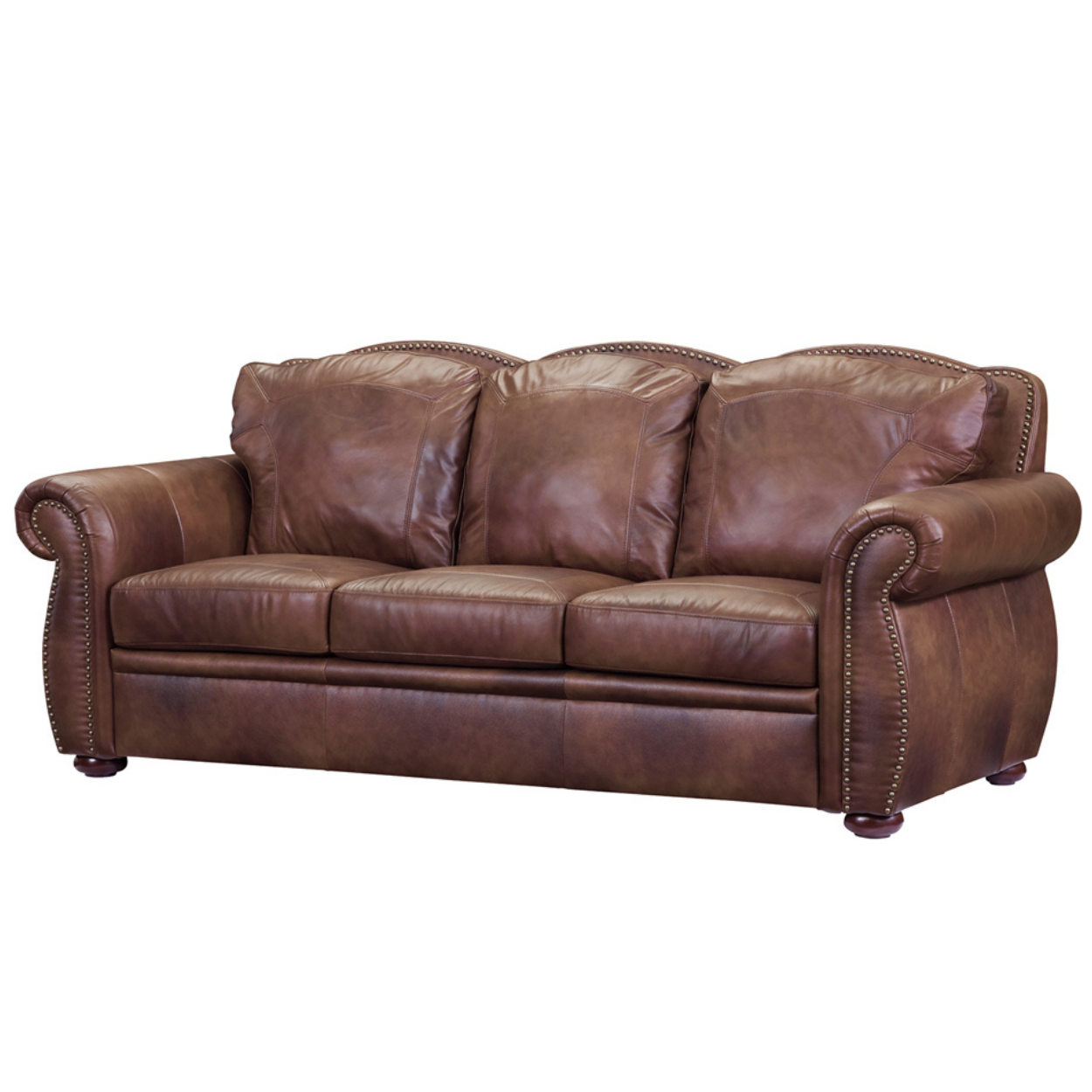 Arizona Leather Rolled Arm Sofa